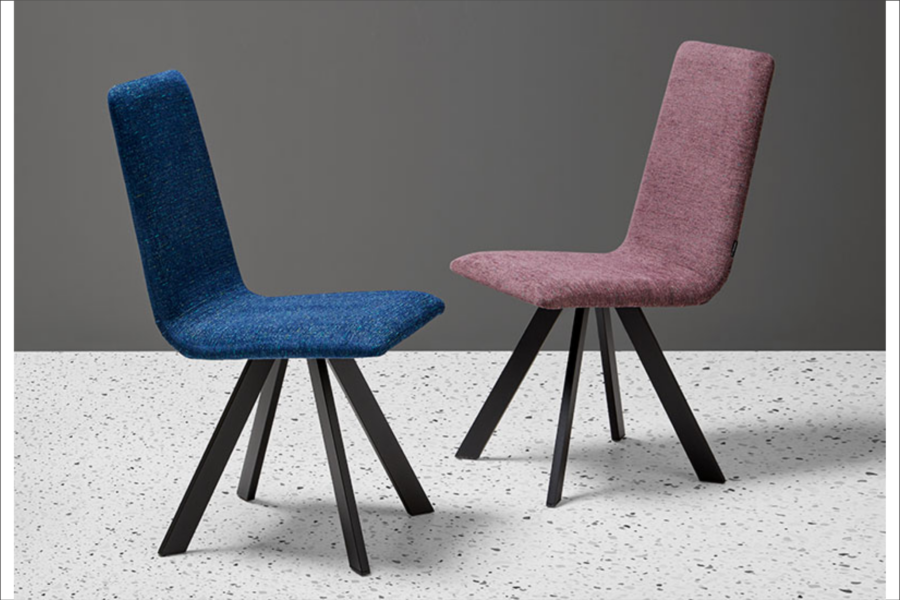 VULCANO. Upholstered / steel legs. Very large choice of fabrics / colors.
