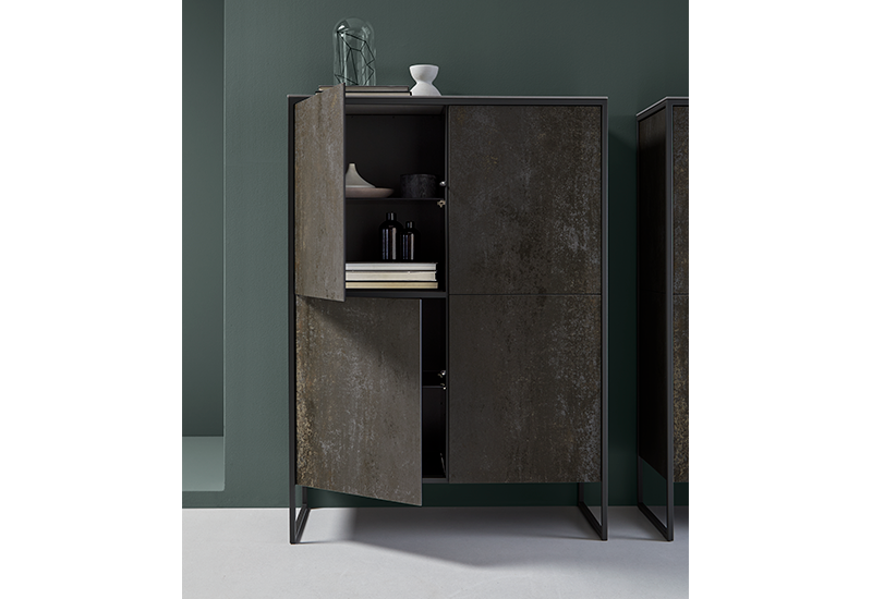TERRA cabinet.  100 x 45 x 140 cm. Made of ceramic and steel.
