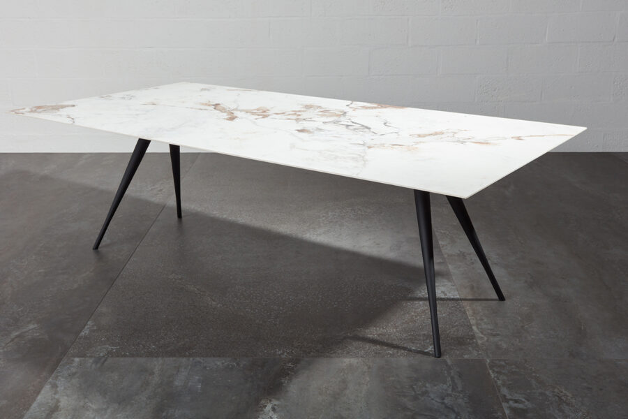 SINAI fixed or extendable dining table. Ceramic top / steel legs. Square, rectangular, oval or round.