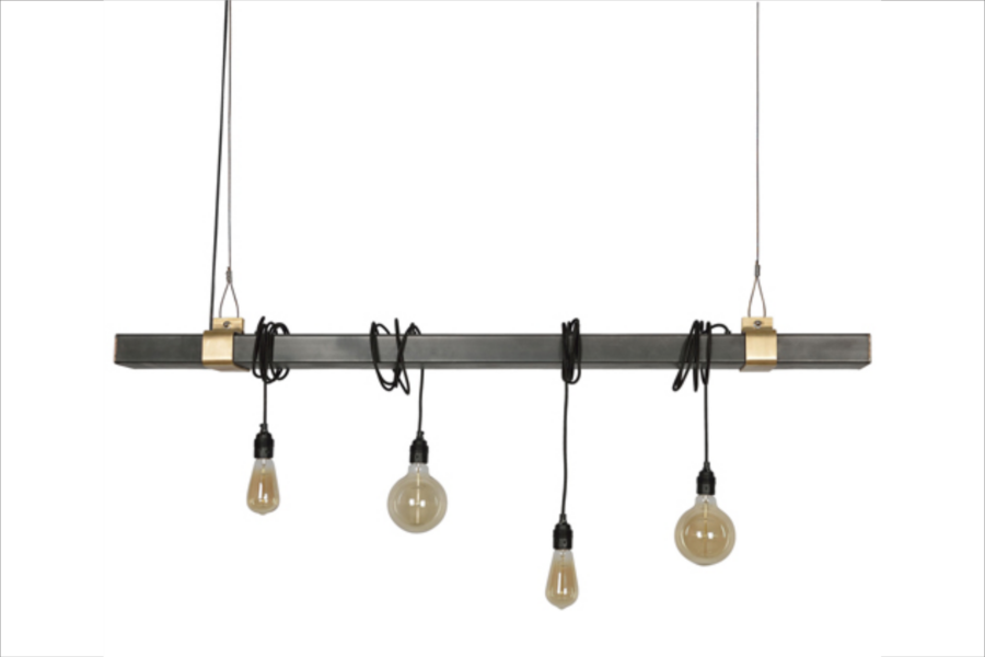 STALETTI hanging lamp. Length 150 cm. Dimmable LED light bulbs not included. Raw steel