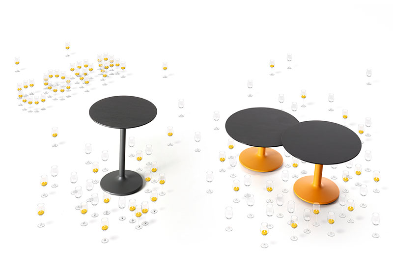 COPA coffee table. Ceramic top / steel legs. Rectangular or round.