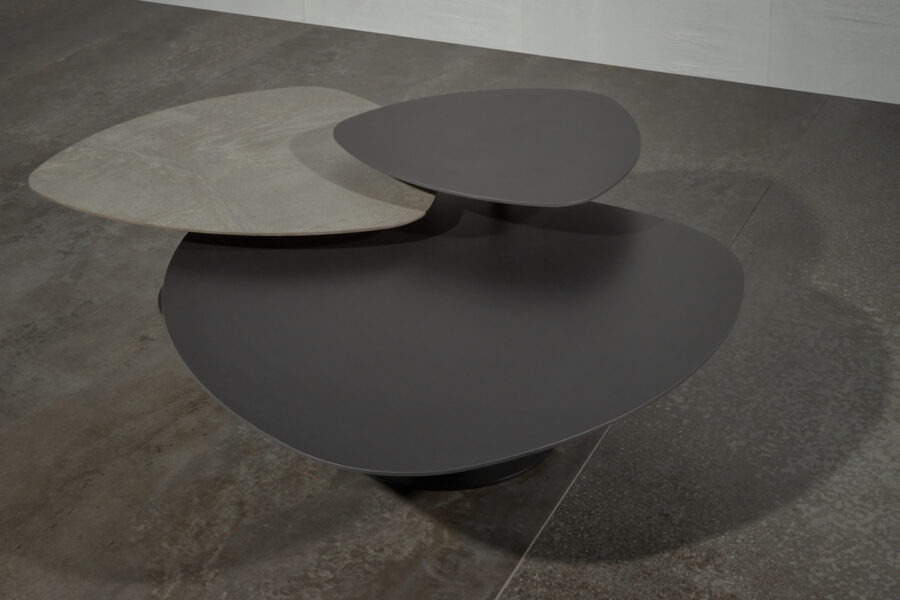EGO coffee table. Ceramic top / steel legs. Square or Rectangular.